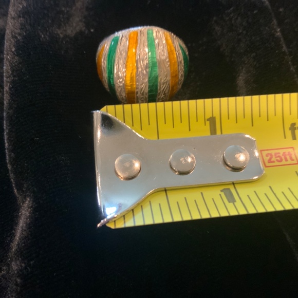 Vintage Pinky Ring Dome Sterling Silver/Green Ladies Enamel Ring 5 - Picture 7 of 8